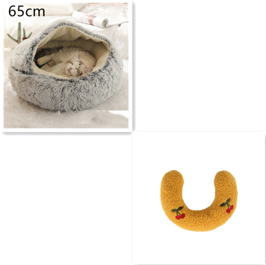 2 In 1 Round Plush Warm Pet Winter Bed