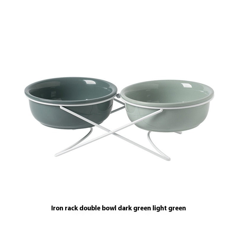 Ceramic Double Pet Feeding Bowl Food And Water Dish