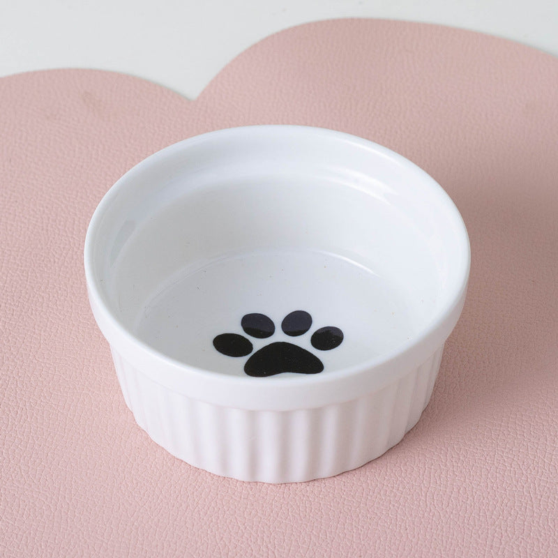Ceramic Double Raised Pet Bowl Angled Feeding Stand