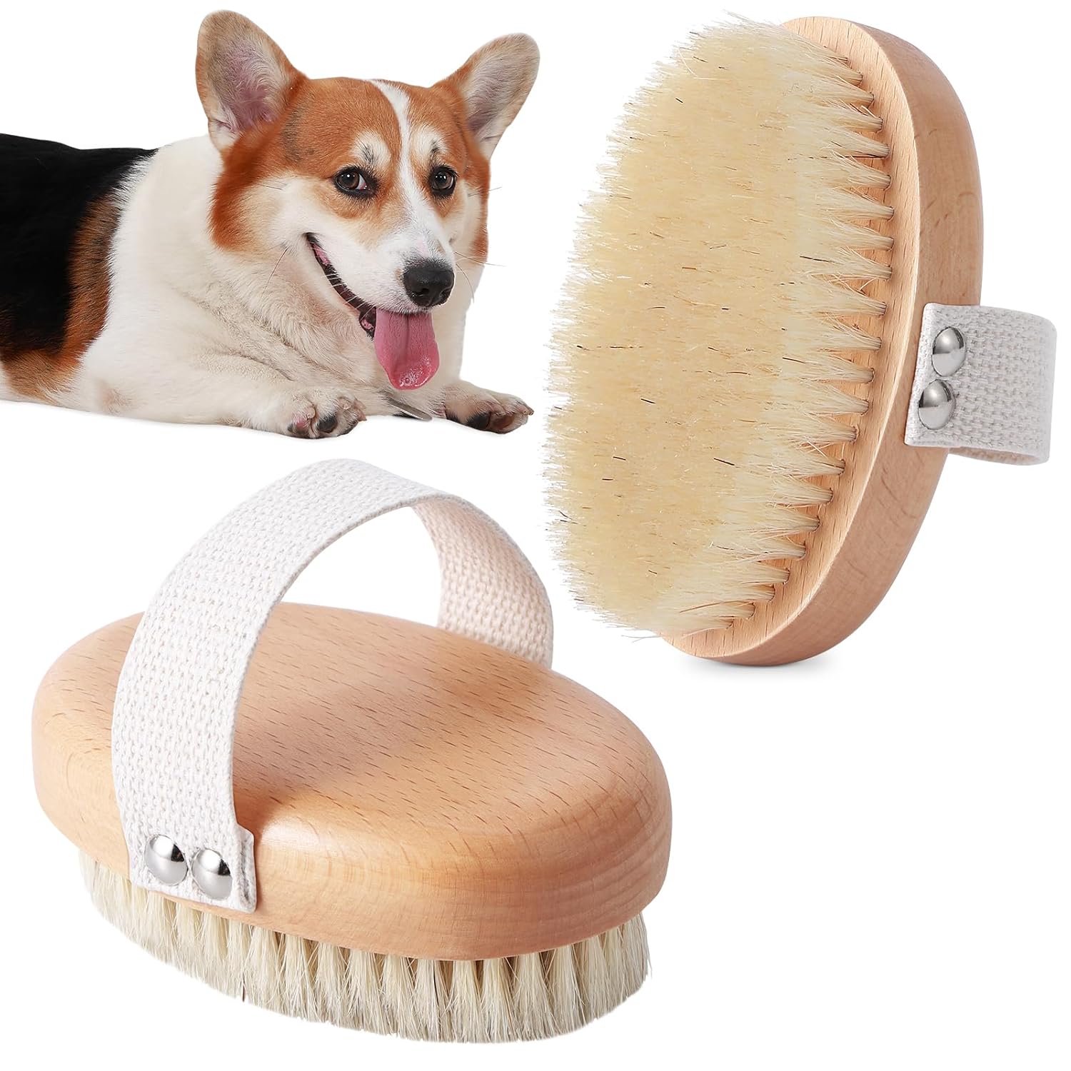 Pet Boar Bristle Palm Grooming Brush Shedding Control Tool