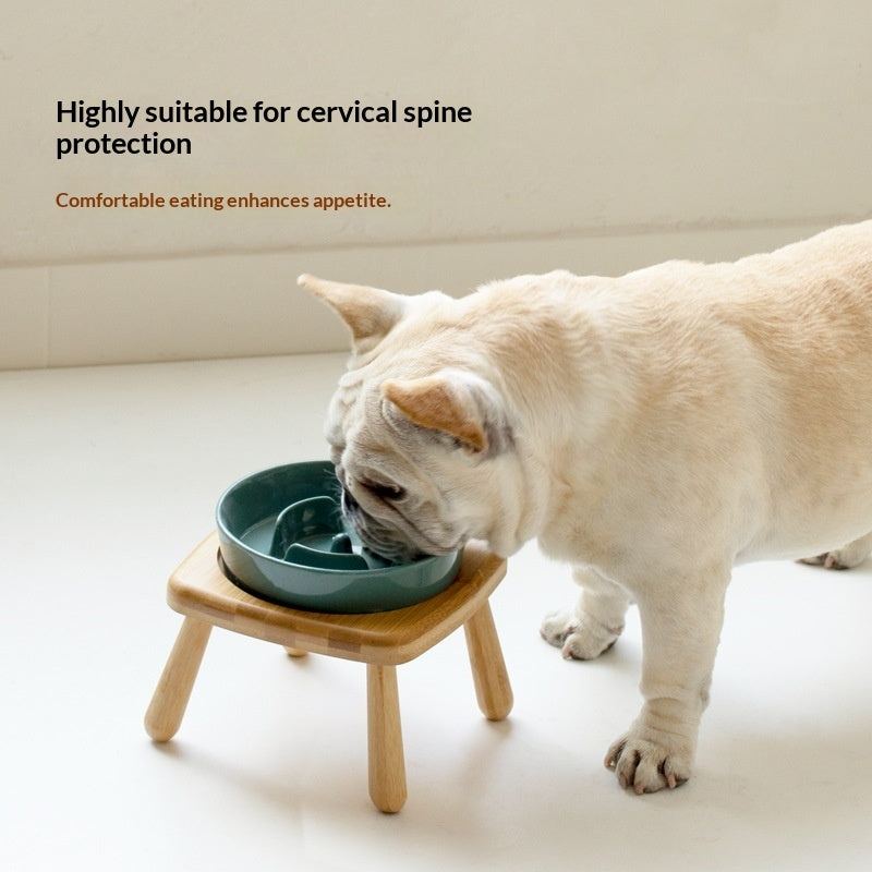 Ceramic Slow Feeding Pet Bowl Anti Choking Tip Proof Feeder