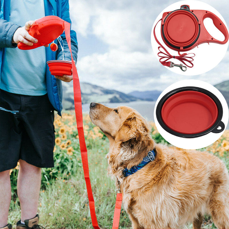 Pet 3 In 1 Portable Water Bottle Walking Leash Rope