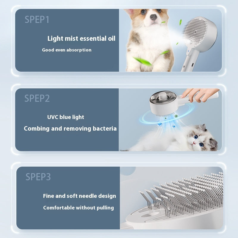 Pet Steam Grooming Self Cleaning Hair Removal Brush Tool