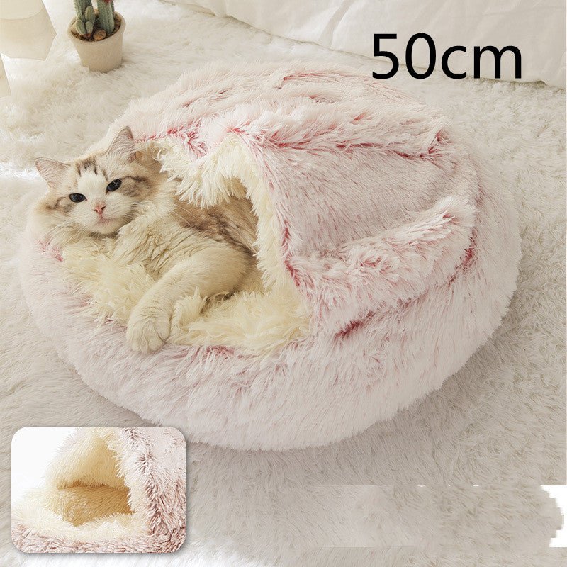 2 In 1 Round Plush Warm Pet Winter Bed