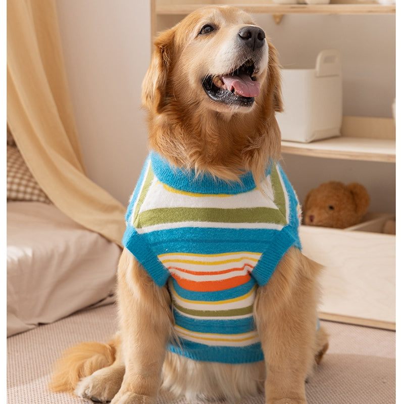Autumn Winter Striped Sleeveless Pet Sweater Clothing