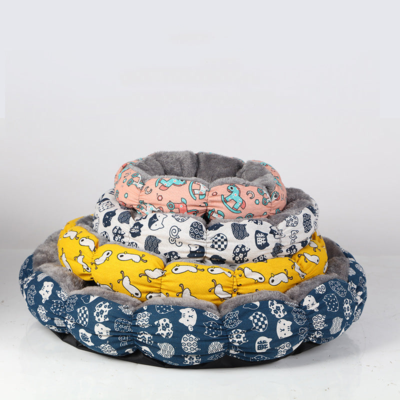 Calming Donut Round Fluffy Pet Sleeping Bed