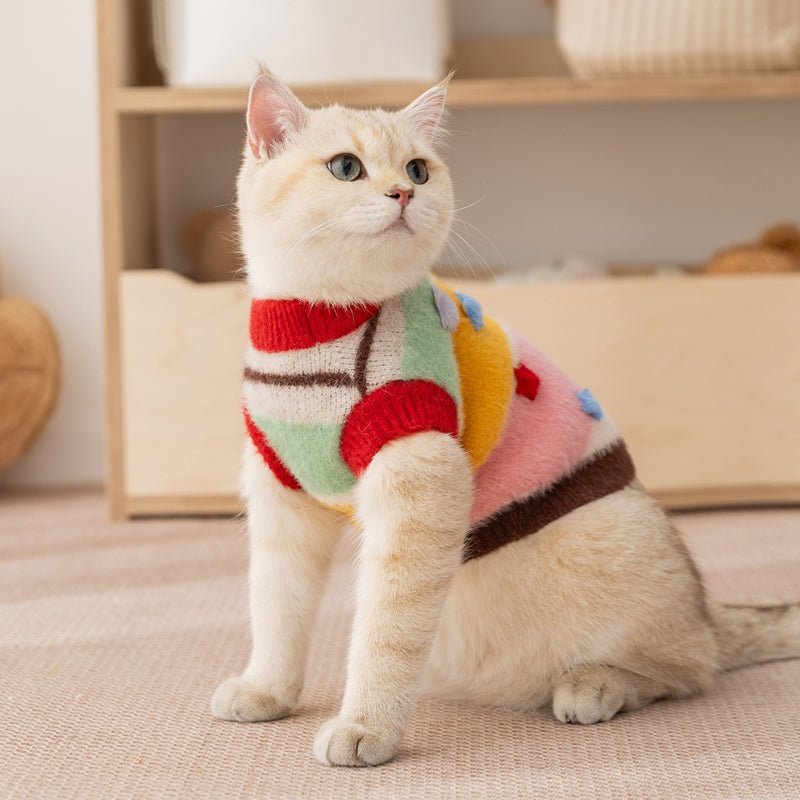 Autumn Winter Cartoon Striped Parent-Child Pet Sweater Clothing