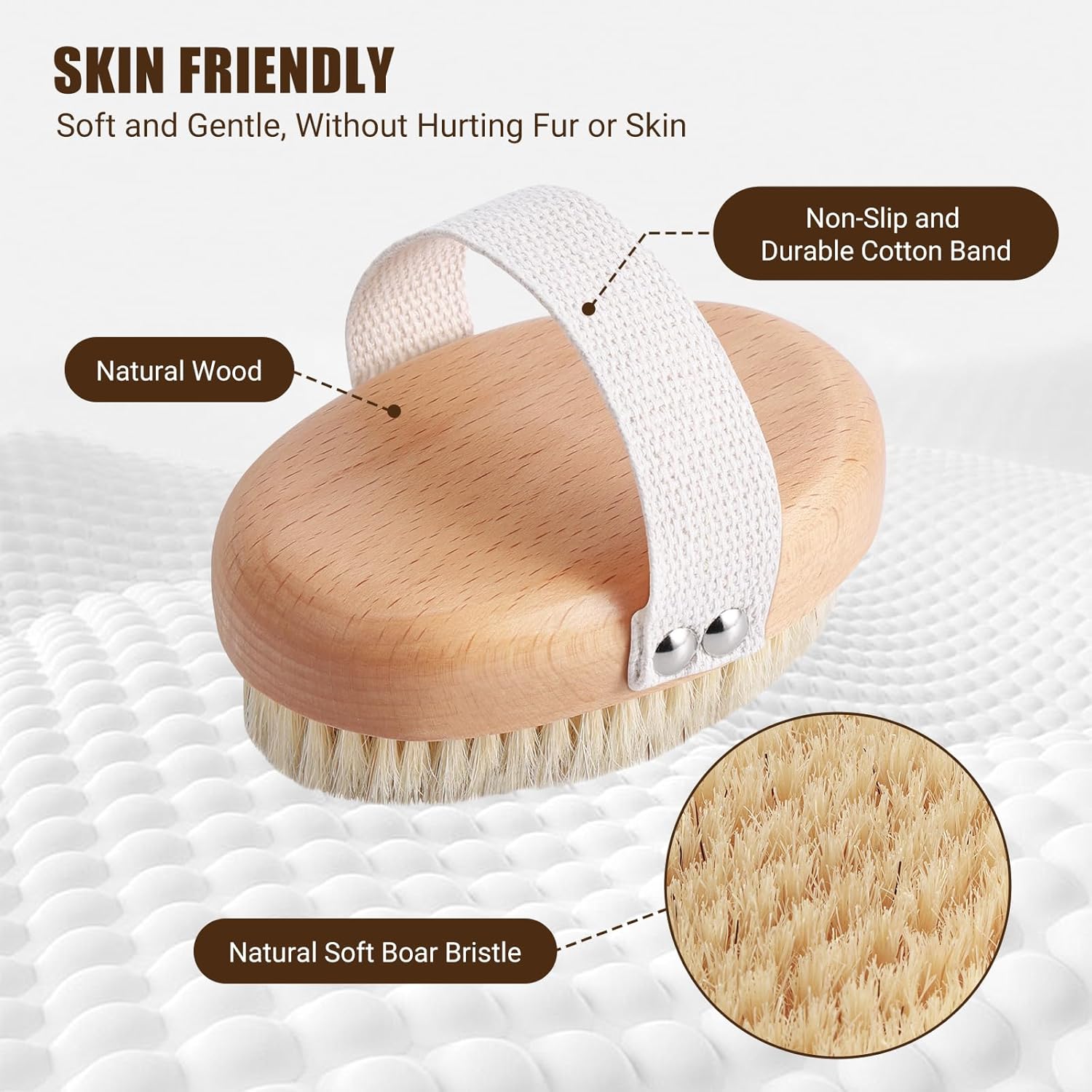 Pet Boar Bristle Palm Grooming Brush Shedding Control Tool