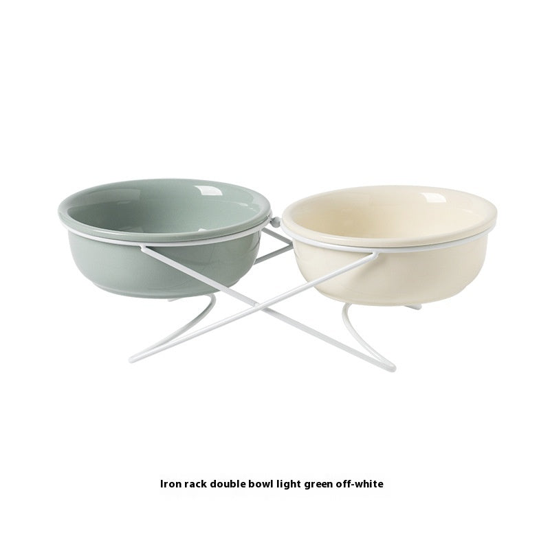 Ceramic Double Pet Feeding Bowl Food And Water Dish