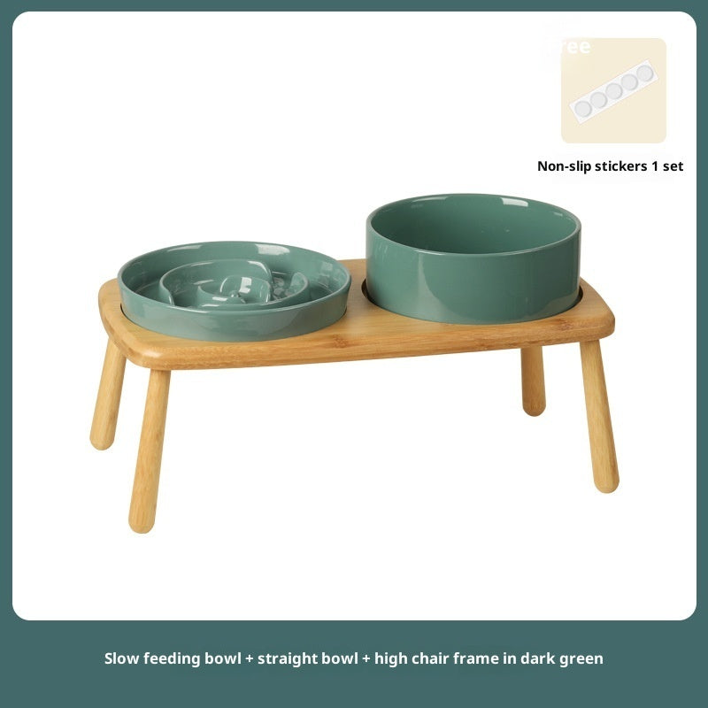 Ceramic Slow Feeding Pet Bowl Anti Choking Tip Proof Feeder