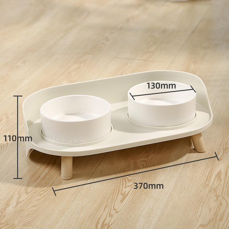 Tilted Double Bowl Adjustable Spill-Proof Pet Feeder Stand