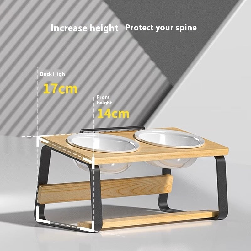 Ceramic Double Bowl Raised Pet Feeder Ergonomic Stand