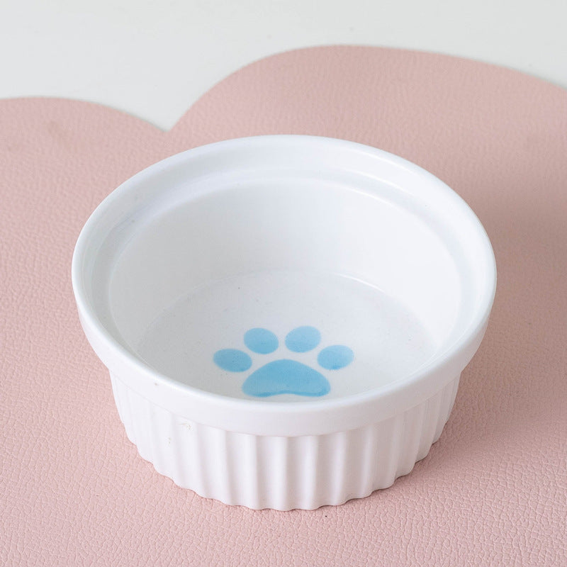 Ceramic Double Raised Pet Bowl Angled Feeding Stand