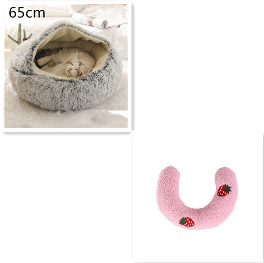 2 In 1 Round Plush Warm Pet Winter Bed