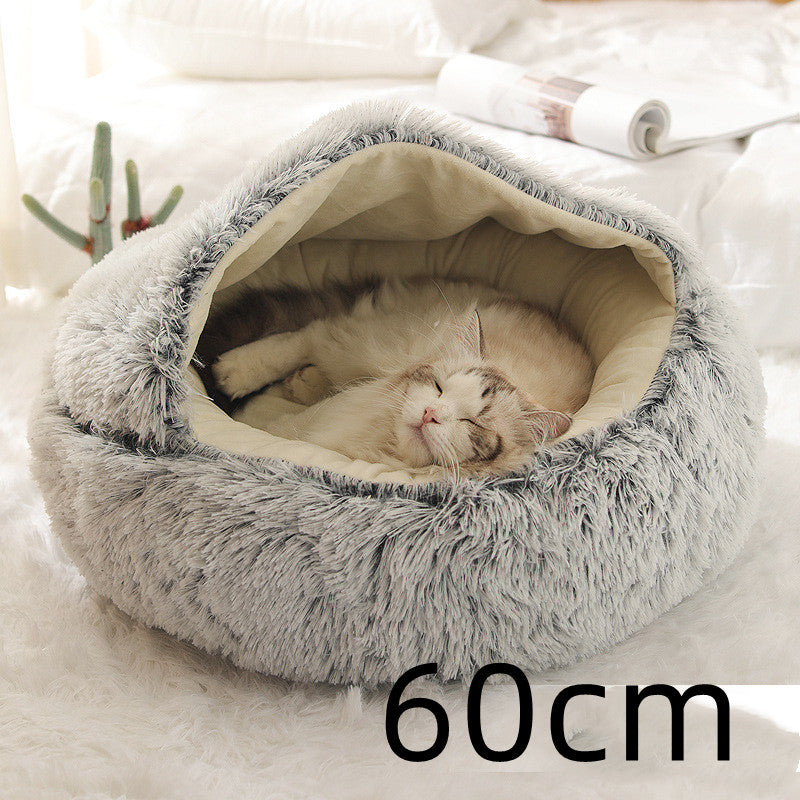 2 In 1 Round Plush Warm Pet Winter Bed