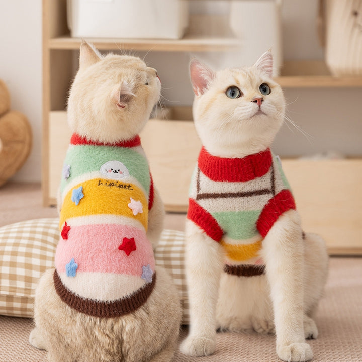 Autumn Winter Cartoon Striped Parent-Child Pet Sweater Clothing
