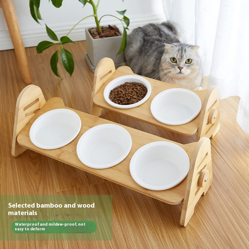Angled Neck Protection Pet Drinking Bowl Ergonomic Feeding Dish