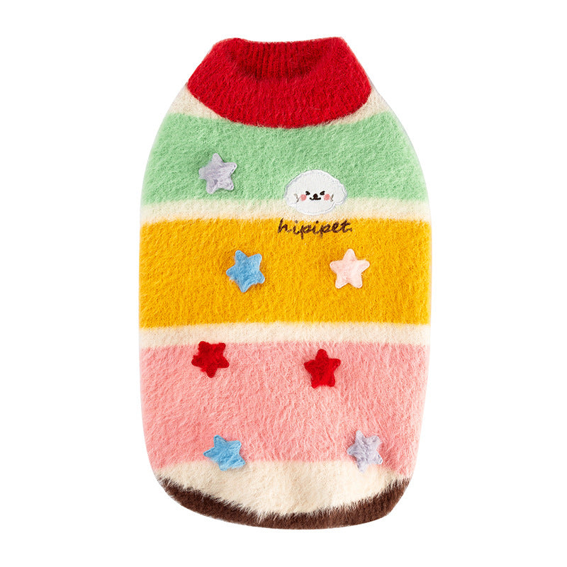 Autumn Winter Cartoon Striped Parent-Child Pet Sweater Clothing