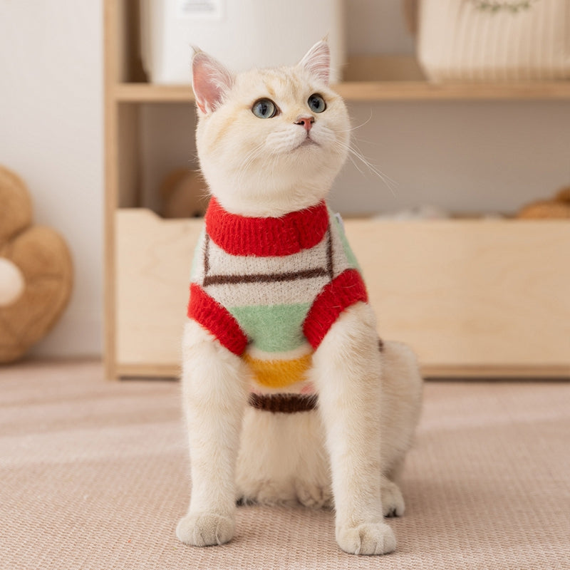 Autumn Winter Cartoon Striped Parent-Child Pet Sweater Clothing