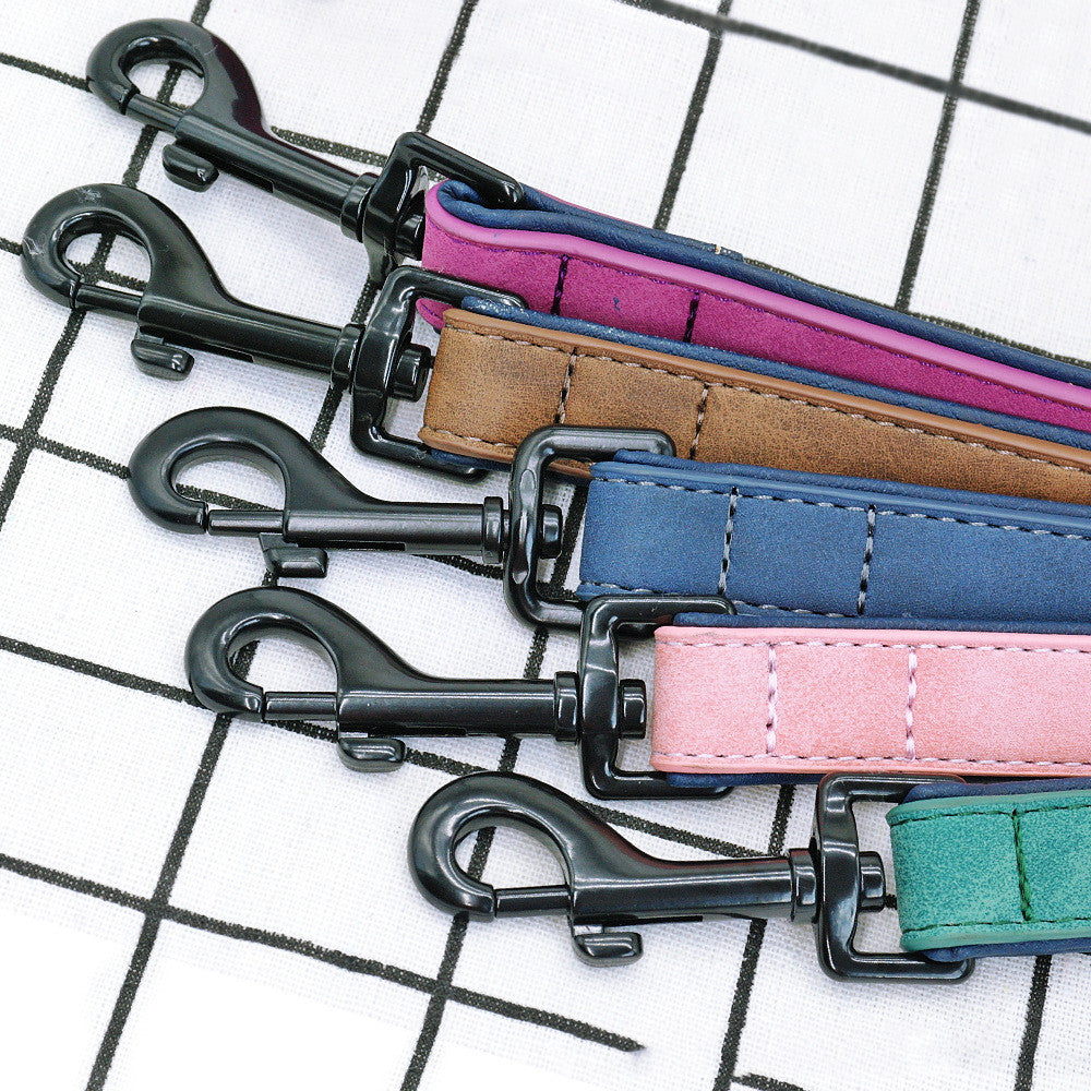 Pull Resistant Leather Pet Leash Lead Rope