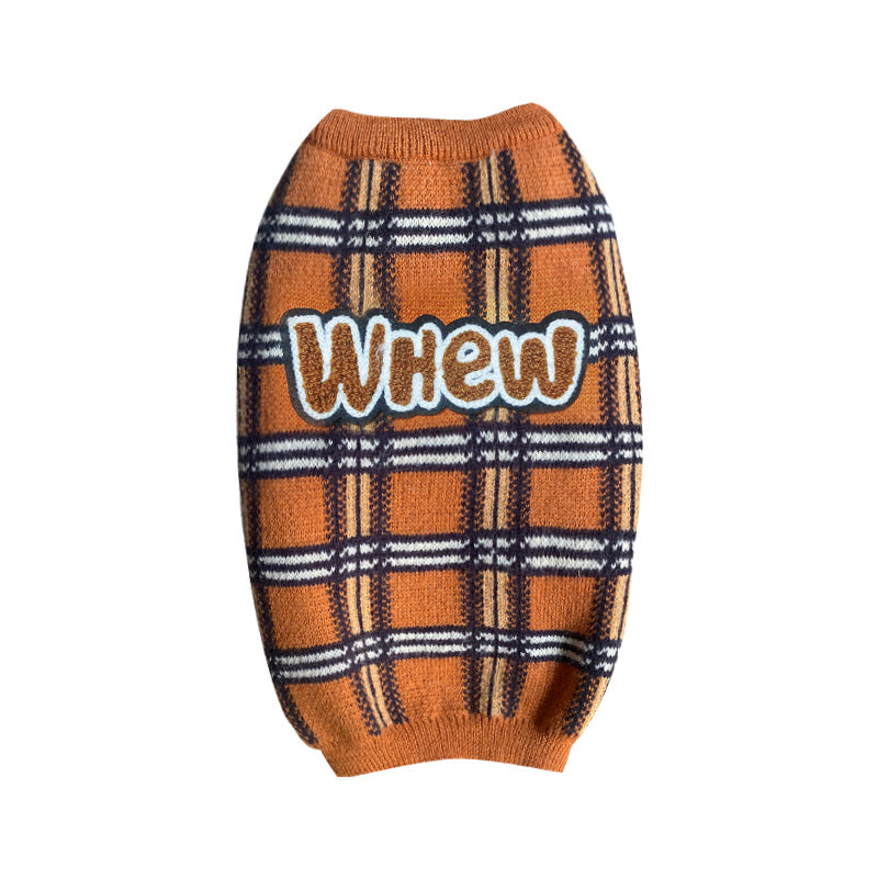 Vintage Plaid Pet Sweater Apparel Outfit
