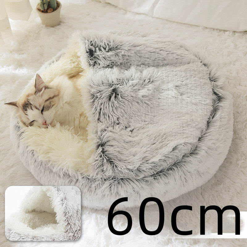 2 In 1 Round Plush Warm Pet Winter Bed