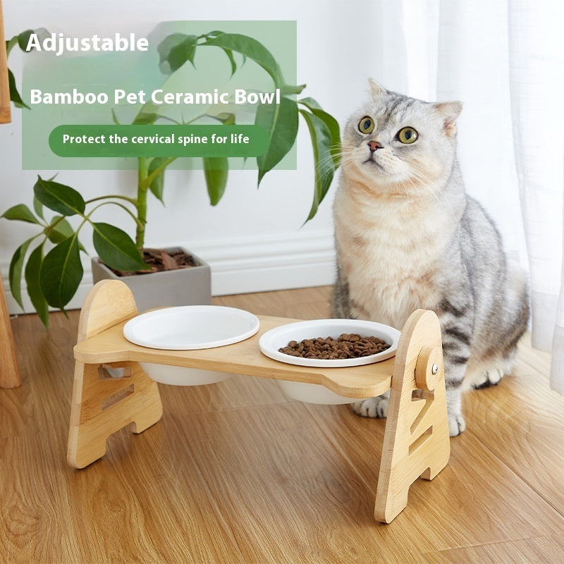 Angled Neck Protection Pet Drinking Bowl Ergonomic Feeding Dish