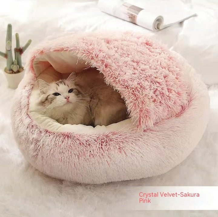 2 In 1 Round Plush Warm Pet Winter Bed