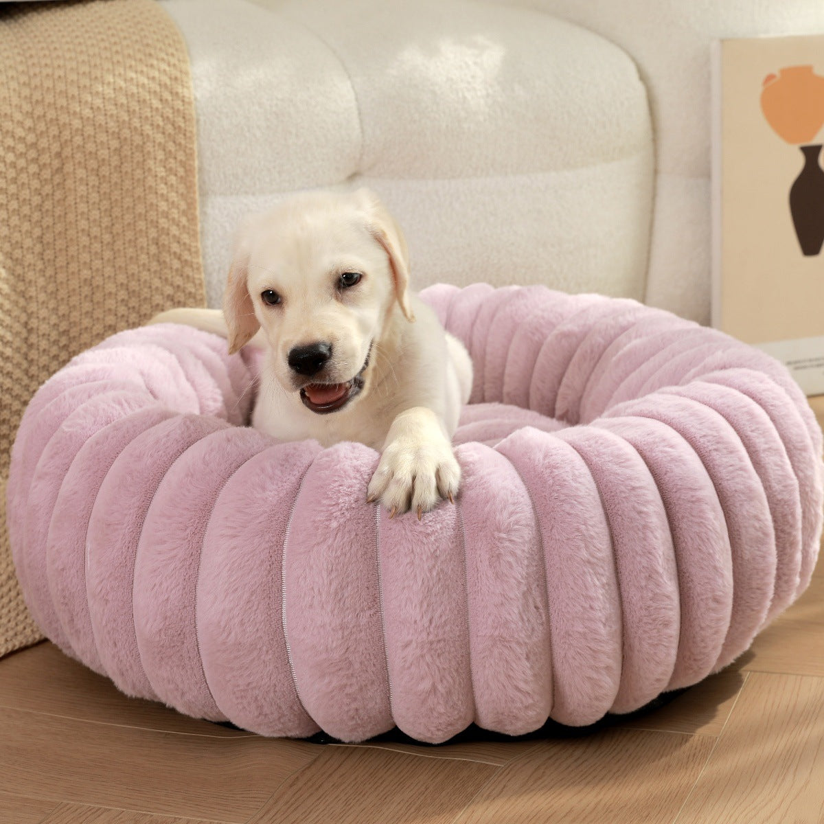 Plush Winter Warm Pet Sleeping Nest Round Bed