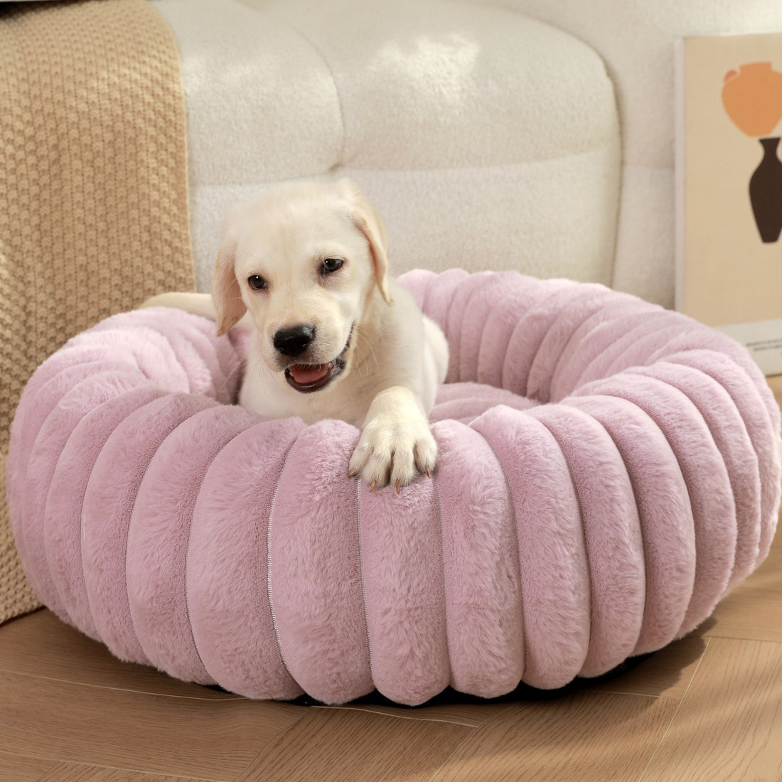 Plush Winter Warm Pet Sleeping Nest Round Bed