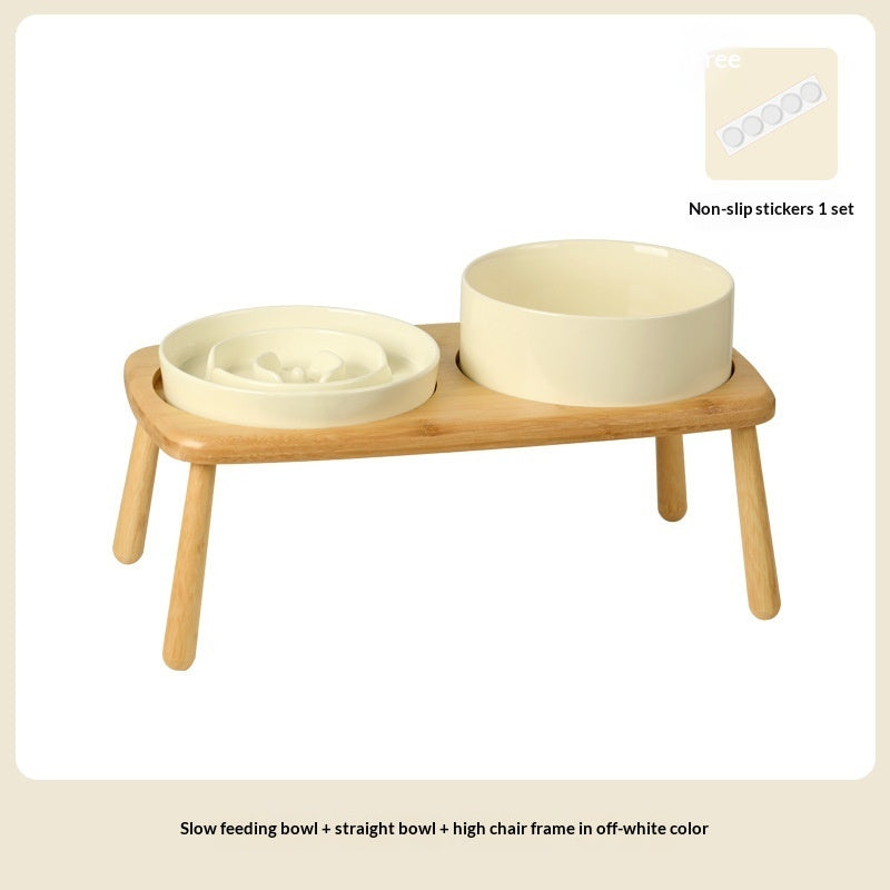 Ceramic Slow Feeding Pet Bowl Anti Choking Tip Proof Feeder