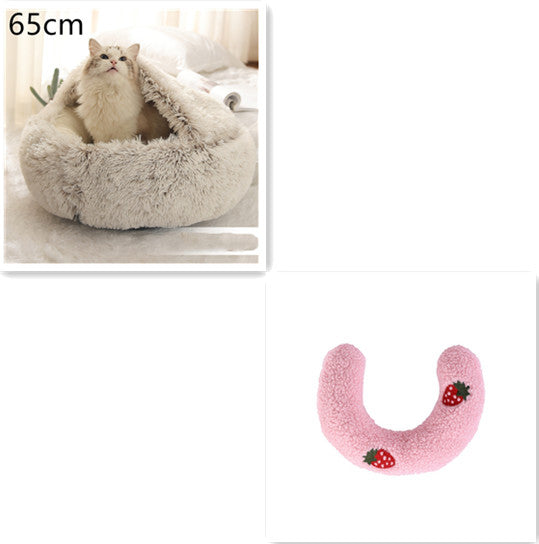 2 In 1 Round Plush Warm Pet Winter Bed
