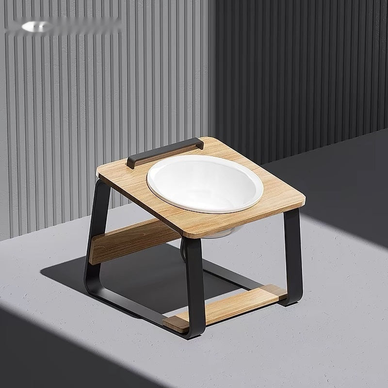 Ceramic Double Bowl Raised Pet Feeder Ergonomic Stand