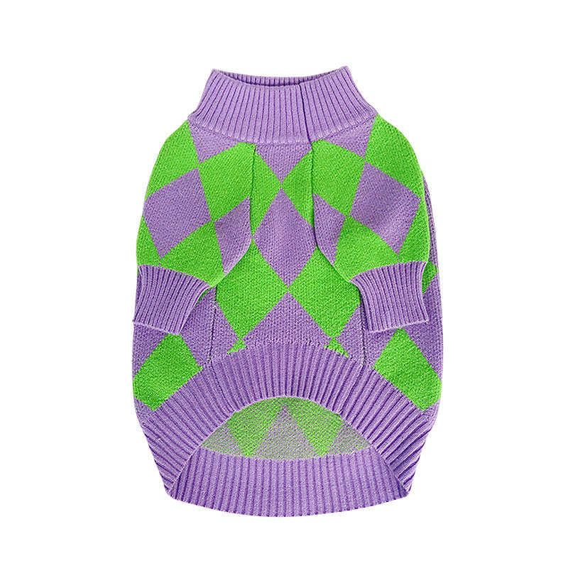 Trendy Plaid Pet Sweater Apparel Outfit