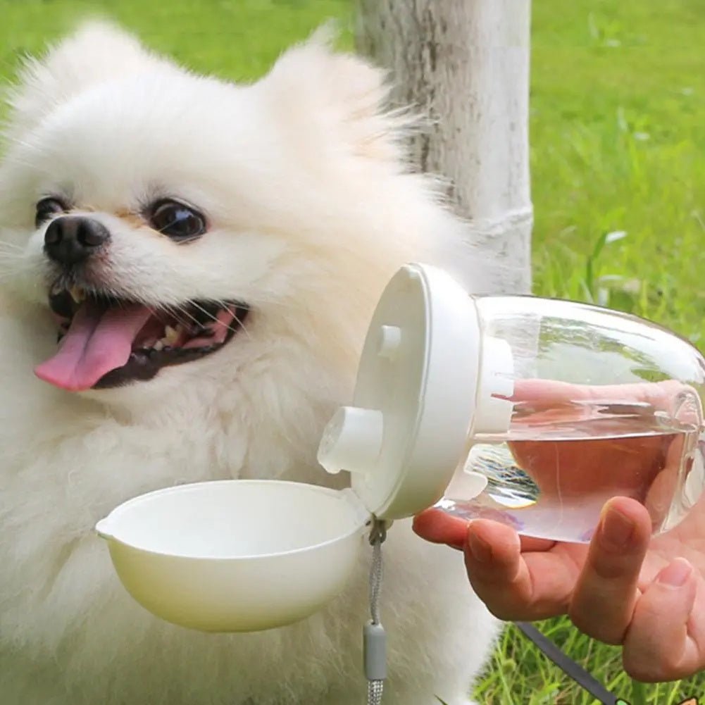 Portable Pet Water Bottle Travel Feeding Cup Lanyard Bowl