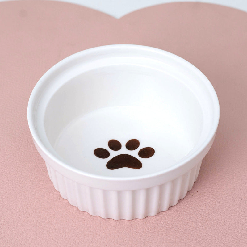 Ceramic Double Raised Pet Bowl Angled Feeding Stand