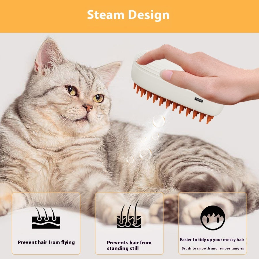 USB Rechargeable Pet Steam Spray Massage Grooming Comb