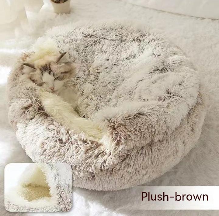 2 In 1 Round Plush Warm Pet Winter Bed