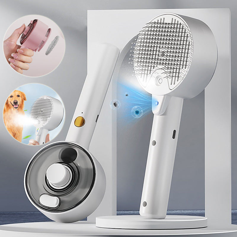 Pet Steam Grooming Self Cleaning Hair Removal Brush Tool