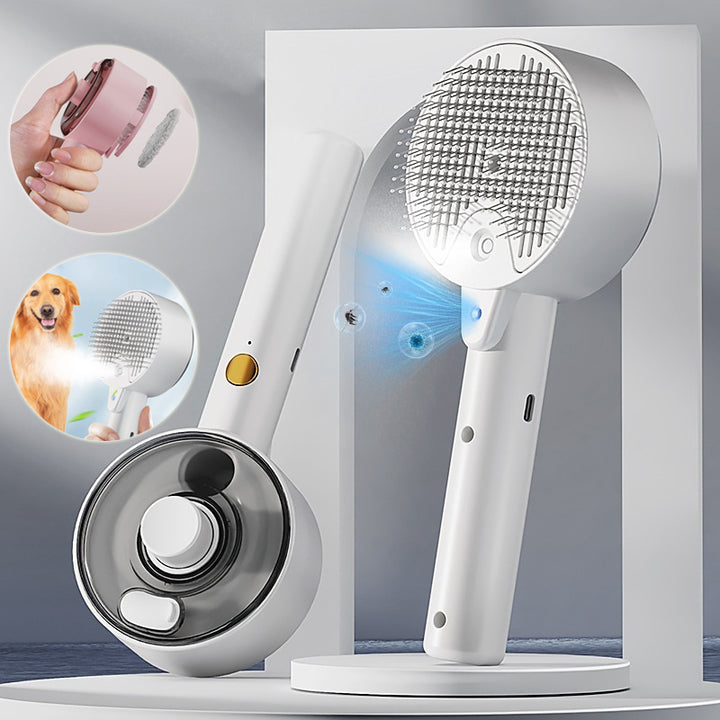 Pet Steam Grooming Self Cleaning Hair Removal Brush Tool