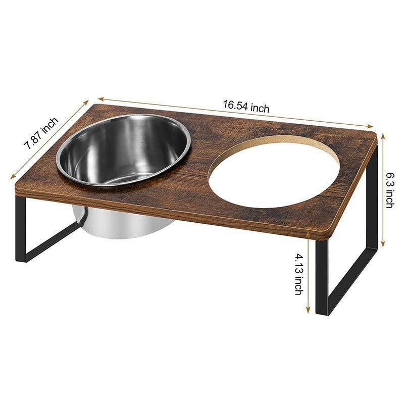 Iron Wood Pet Feeding Rack With Bowl Stand