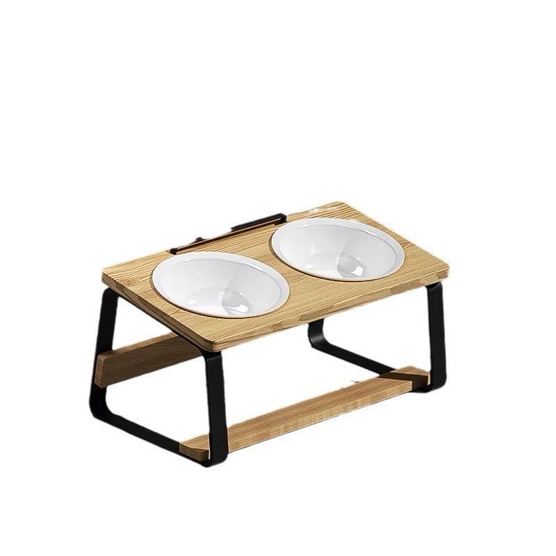 Ceramic Double Bowl Raised Pet Feeder Ergonomic Stand