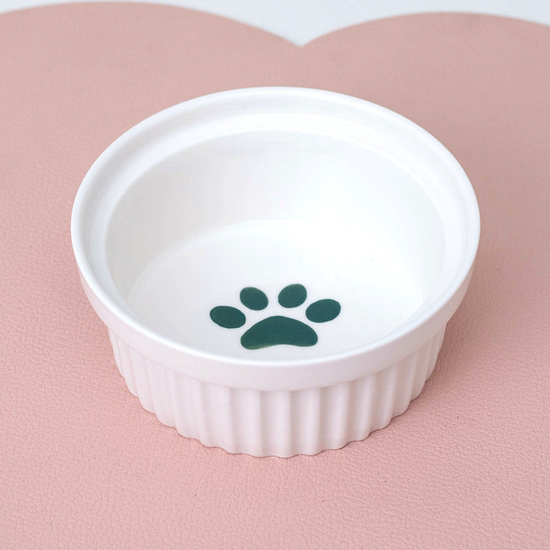 Ceramic Double Raised Pet Bowl Angled Feeding Stand