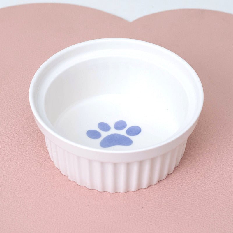 Ceramic Double Raised Pet Bowl Angled Feeding Stand