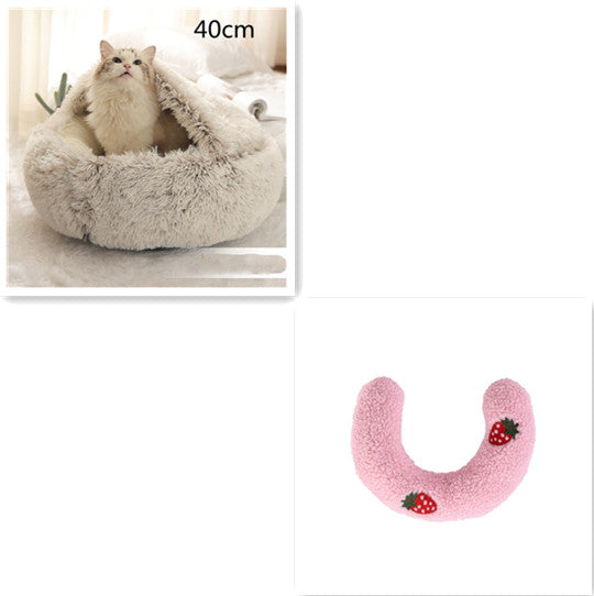 2 In 1 Round Plush Warm Pet Winter Bed